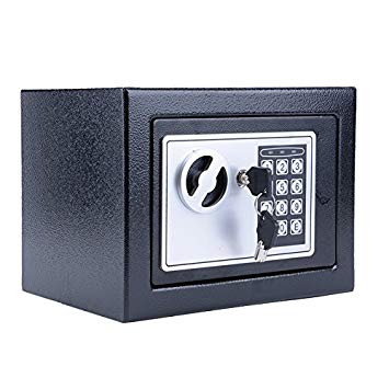 Digital Electronic Safe Security Box Wall for Jewelry Cash Valuable 8.9" X 6.5" X 6.5" (Black)