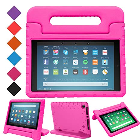 BMOUO Case for All-New Fire HD 8 2017/2018 - Light Weight Shock Proof Convertible Handle Kid-Proof Cover Kids Case for All-New Fire HD 8 Tablet (7th and 8th Generation, 2017 and 2018 Release), Rose