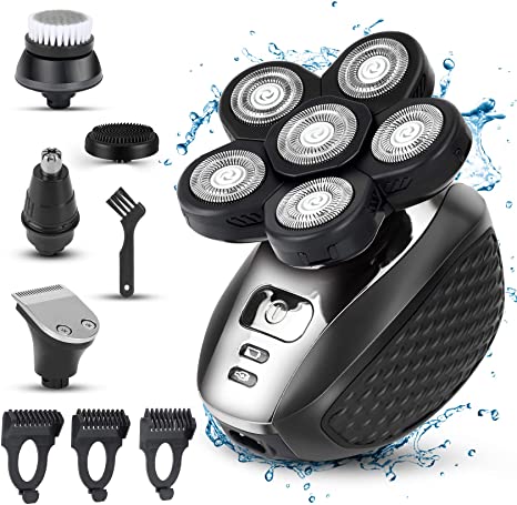 Multifunctional Electric Razor for Men, 5-in-1 Head Shavers for Bald Men Wet and Dry, Mens Grooming Kit, Mens Shavers Electric Cordless Rechargeable Waterproof Trimmer