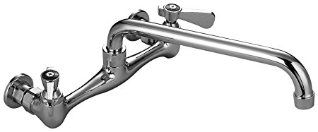 Commercial Duty Wall Mount NSF No Lead Faucet - 8" Inch Center With 14" Swivel Spout - AA Series AA-714G