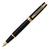 Sheaffer 300 Glossy Black Gold Tone Trim Fountain Pen Medium Nib E0932553