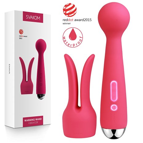 100% Waterproof Auto Warm Sensation Clitoral Rabbit Vibrators Power Wand Massager for Women Female or Couples SKVAKOM Emma (Plum Red)