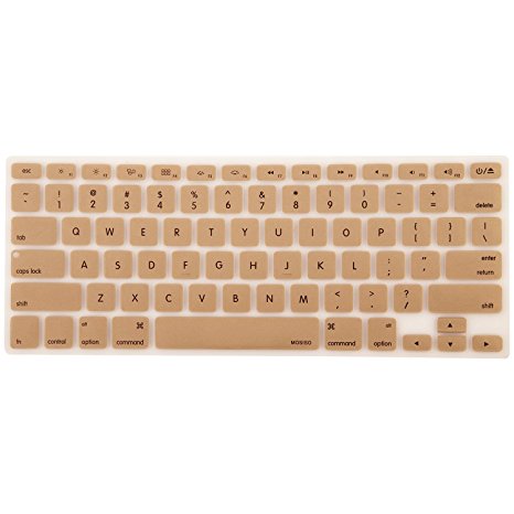 Mosiso Keyboard Cover for Macbook Pro 13 Inch, 15 Inch (with or without Retina Display, 2015 or Older Version) Macbook Air 13 Inch, Gold