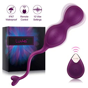 Luvkis Kegel Wireless Remote Control Balls,Ben-wa Exercise Weights Balls for Women Beginners,Rechargeable and Waterproof,Bladder Pelvic Muscle Exercises-Purple
