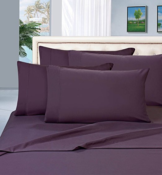 Elegant Comfort 2 Piece Luxurious Silky-Soft Pillowcases, King, Purple