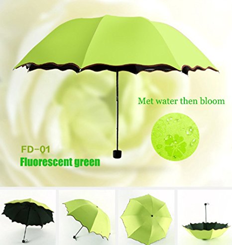 Colorful Life Travel Umbrellas for Women,Sun Umbrellas for Women,Compact Umbrellas for Rain and Wind with Met Water Begin Bloom and One Handed Operation.
