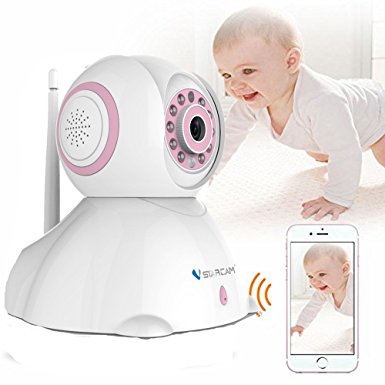 Vstarcam C7842WIP P2P HD 720P Indoor Wireless WIFI IP Camera Night Vision Two-way Voice Network CCTV Onvif Multi-stream Baby Monitor Mobile Phone Remote Monitoring (Maximum support 64G TF Card)(Pink)