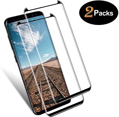 VHS Samsung S8 Screen Protector (2 Pack), Galaxy S8 Screen Protector Tempered Glass with 3D Curved/Full Screen Coverage/HD Clear/High Sensitivity/Anti-scratch for Samsung Galaxy S8