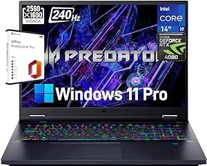 acer Predator Helios Neo 18 - Intel 24-Core i9-14900HX, RTX 4080, 18" 2.5K IPS 240Hz, 64GB DDR5, 4TB SSD, Backlit Keyboard, Windows 11 Pro & Lifetime Microsoft Office, Wi-Fi 7, Newest Gaming Laptop