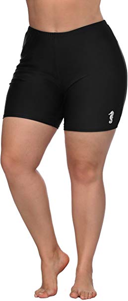 ATTRACO Womens Plus Size Swim Shorts High Waisted Swimsuit Shorts Boyleg Swim Bottoms