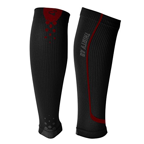 Graduated Compression Sleeves by Thirty48 Cp Series, Prevents Calf and Shin Splints ; Relieves Lower Leg Pain and Cramps ; Maximize Faster Recovery by Increasing Oxygen to Muscles ; Great for Running, Cycling, Walking, Basketball, Football Soccer, Cross Fit, Travel ;