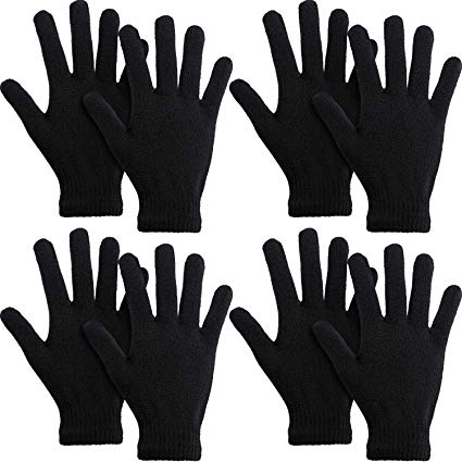 4 Pairs Knit Gloves Winter Magic Stretch Gloves Unisex Warm Full Fingers Gloves