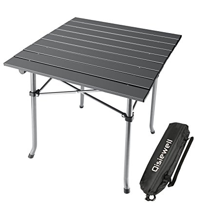 Qisiewell Camping Table Aluminum Outdoor Folding Beach Table Compact Lightweight Portable Picnic Table for Indoor and Outdoor Camping Picnic Beach Swimming Hiking BBQ Climbing Fishing with Storage Bag
