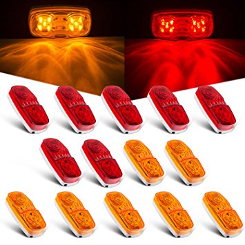Tinpec ProCar 14x Trailer Marker LED Light Double Bullseye 10 Diodes Clearance Light Red/Amber