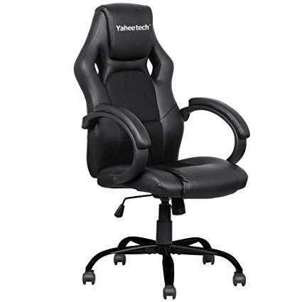 Yaheetech Swivel Adjustable High Back Gaming Racing Chair Black