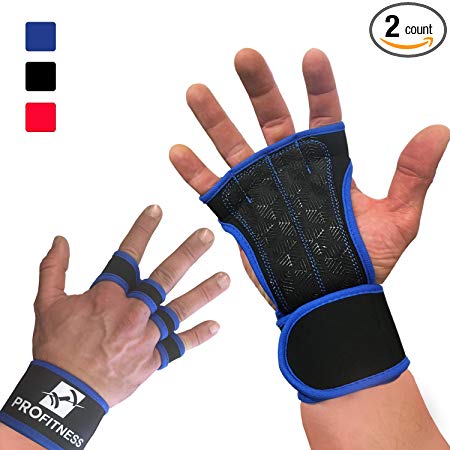 ProFitness Cross Training Gloves Non-Slip Palm Silicone Weight Lifting Glove to Avoid Calluses | Perfect for WODs & Weightlifting | with Wrist Wrap Support, Ideal for Both Men & Women