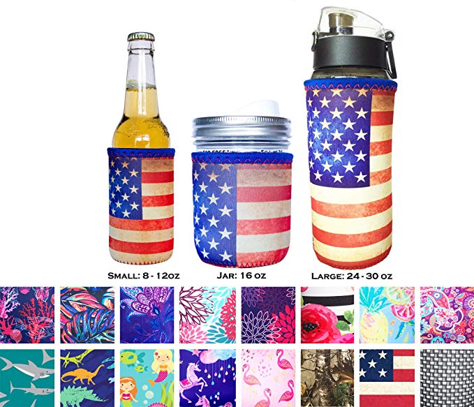 Koverz Insulators - 5 Sizes & 40  Styles - Baby Bottle & Sippy | Beer Can & Bottle | Mason Jar | 16-18oz (500ml)| 24-30oz (750ml)| 32-40oz (1000ml)| Insulated Neoprene Water Bottle Sleeve