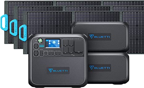 BLUETTI Solar Generator AC200MAX and 2 B230 Expansion Batteries with 3 PV200 Solar Panels Included, 6144Wh Expandable Power Station w/ 4 2200W AC Outlets, LiFePO4 Battery Pack for Home Use, Off Grid