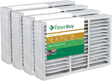 FilterBuy 16x20x5 / 16x22x5 Goodman Amana M0-1056 MFAH-S AMP-M0-1056 MU162 Compatible Pleated AC Furnace Air Filters (MERV 11, AFB Gold), 4 Pack.