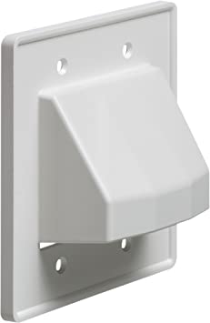 Arlington CE2-1 Recessed Low Voltage Cable Plate, 2-Gang, White, 1-Pack