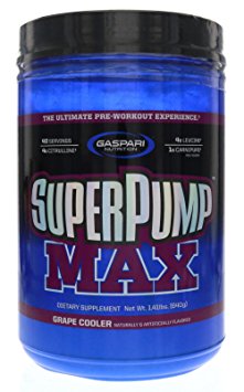 Gaspari Nutrition Super Pump Max, Pre Workout Supplement 40 Servings, Non-Habit-Forming, Sustained Energy & Nitric Oxide Booster Supports Muscle Growth, Recovery & Replenishes Electrolytes, Grape