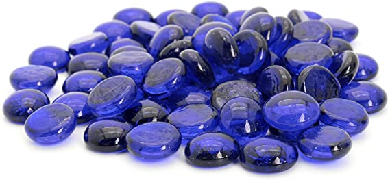 Royal Imports Blue Flat Marbles, Pebbles, Glass Gems for Vase Fillers, Party Table Scatter, Wedding, Decoration, Aquarium Decor, Crystal Rocks, or Crafts, 5 LBS (Approx 400 pcs)