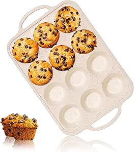 Silicone Muffin Pan, 12 Cups Muffin Baking Mold With Reinforced Stainless Steel Frame Inside, Nonstick Bakeware Baking Mold Cupcake Molds BPA Free