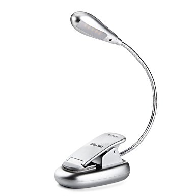 Albrillo Book Light Bed Reading Lamp, Clamp on Rechargeable Dimmable Warm White, 6 LED