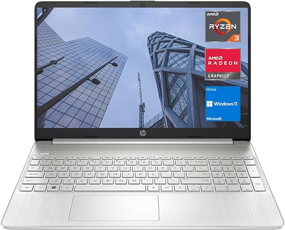 HP Essential 15 Laptop, 15.6" HD Screen, AMD Ryzen 3 5300U, 32GB RAM, 1TB SSD, Webcam, HDMI, Wi-Fi, Windows 11 Home, Silver