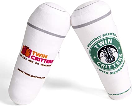 Twin Critters Organic Silvervine Catnip KittiBuzz Coffee Cups Refillable Plush 2-Pack for Cats & Kittens No Artificial Ingredients - More Powerful Than Catnip - Great Gift for Coffee Drinkers