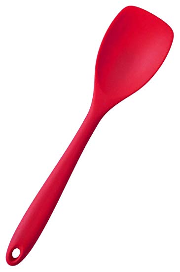 StarPack Premium Range Silicone Spoonula/Spatula Spoon in EU LFGB Grade with Hygienic Solid Coating   Bonus 101 Cooking Tips (Cherry Red)