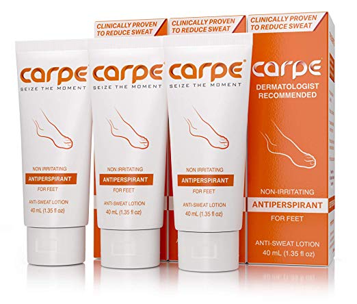 Carpe Antiperspirant Foot Lotion Package Deal (3 Foot Tubes-Save 22%), Stop Sweaty, Smelly Feet, Help Prevent Blisters, Dermatologist-Recommended