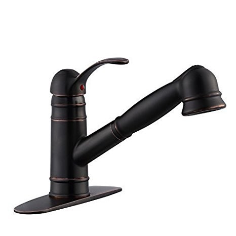 Derengge New Single Handle Oil Rubber Bronze Finished Pull Out Kitchen Faucet