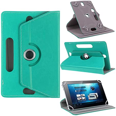 CoverON Universal 7.9-9 inch Screen Size Tablet Case, Multi-Angle Stand Folio Adjustable Protective Cover Compatiable for iPad Mini Samsung Galaxy Tab Acer Lenovo - PU Leather Holder Band (Teal)