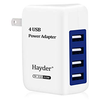 USB Wall Charger,4 Port Adapter Outlet Portable Foldable Plug for iPhone Android