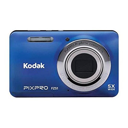 Kodak PIXPRO Friendly Zoom FZ51 16 MP Digital Camera with 5X Optical Zoom and 2.7" LCD Screen (Blue)