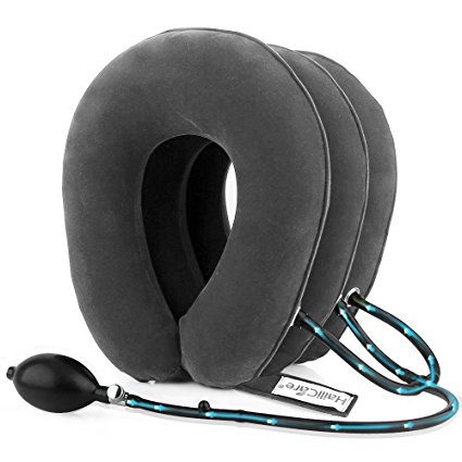 HailiCare Neck Pillow, Inflatable Cervical Neck Traction Device, Effective and Instant Relief for Chronic Neck and Shoulder Pain, Cervical Collar Adjustable (Grey)