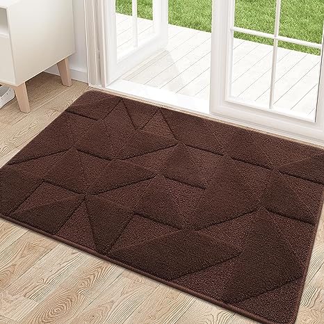 OLANLY Door Mats Indoor, Non-Slip, Absorbent, Dirt Resist, Entrance Washable Mat, Low-Profile Inside Entry Doormat for Entryway (30x17 inches, Dark Brown)