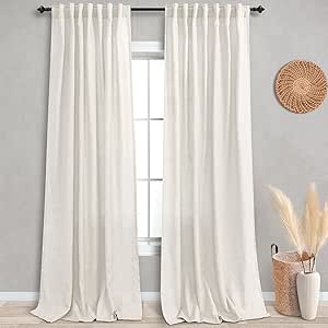 KOUFALL 120 Inches Long Linen Curtains for Backdrop,Elegant Sheer Light Filtering Boho Luxury Curtains for Living Room,2 Panel Set,Extra Wide 52 x 10 FT Length 10FT Size,Ivory Cream Beige Off White