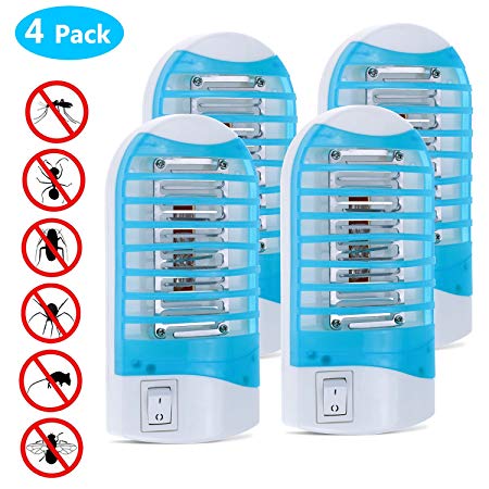 TedGem Bug Zapper, Mosquito Killer Lamp Bug Zapper Electronic Insect Killer Indoor - Eliminates Most Flying Pests with Night Lamp - 4 Pcs (4 pcs) (4 pack)