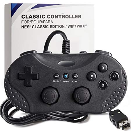 3 in 1, iNNEXT Classic Controller for Nintendo Wii / Wii U / NES Classic Edition (NES Mini), Classic Console Gamepad Gaming Pad Joypad for Nintendo Wii Wii U (Black)