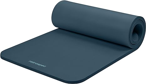 Retrospec Solana Yoga Mat 1" Thick w/Nylon Strap for Men & Women - Non Slip Excercise Mat for Yoga, Pilates, Stretching, Floor & Fitness Workouts, Black
