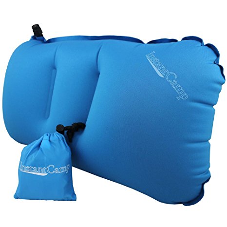 Ultralight Inflatable Camping Pillow for Travel / Backpacking, Lumbar Back Support, Compressible for Hiking, Traveling, Airplane, Car, Beach and Cycling Trips - InstantCamp Air Light Cloud