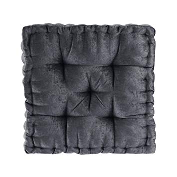 Intelligent Design Azza Poly Chenille Square Floor Pillow Cushion, 20"x20"x5", Charcoal