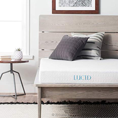 LUCID 5 Inch Gel Memory Foam Mattress - Dual-Layered - CertiPUR-US Certified - Firm Feel - King Size