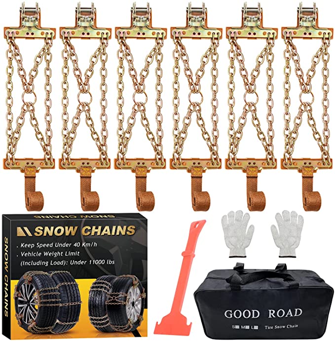 EASE2U E Snow Chains, Tire Chains for Trucks Suvs, Cars, Sedan, Family Automobiles for Tire Width 225-285mm/8.9-11.2 in 2021 Newest Upgrade (Cross 8.9-11.2 in)