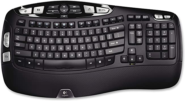 Logitech K350 Wireless Wave Keyboard with Unifying Wireless Technology - Black