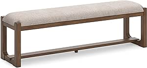 Signature Design by Ashley Cabalynn Farmhouse Upholstered 63" Dining Bench, Beige & Light Brown