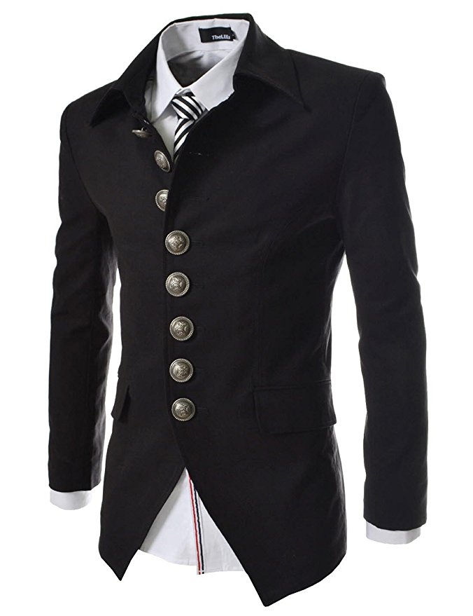 737 THELEES Mens Luxury UNIQUE Style Slim fit 8 Button Front Blazer Jacket