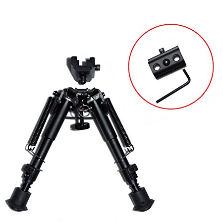 Twod Hunting Rifle Bipod - 6 Inch to 9 Inch Adjustable Super Duty Tactical Rifle Bipod   Rail Mount Adapter